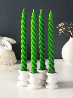 Набор свечей витых, 2.3×24.5 см, 5 ч, 50 г, 4 шт., тёмно-зелёный