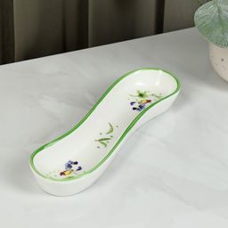 Блюдо для оливок/солений Доляна «Зелёный сад», 20×5×3.5 см, фарфор, белое