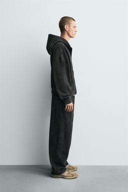 SUDADERA LAVADA CREMALLERA CAPUCHA / Gris oscuro - Zara фото 4