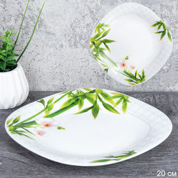 Тарелка квадратная 200 мм / FP-80XN (6773) /уп 6/48/ Бамбук с орхидеей