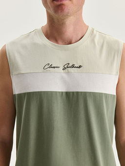 Bisiklet Yaka Renk Bloklu Erkek Kolsuz Ti??rt