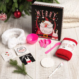 Набор подарочный новогодний Этель Merry x-mas, 8 предметов, полотенце, повязка на голову