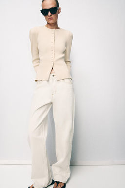 CHAQUETA PUNTO MANGA ABULLONADA / Crudo medio - Zara фото 7