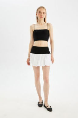 Coool Balloon Fit Yuksek Bel Pamuk Astarl? Mini Etek