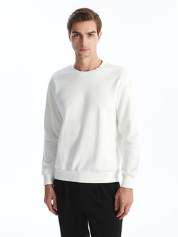 Bisiklet Yaka Uzun Kollu Bask?l? Erkek Sweatshirt