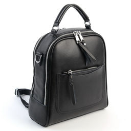 Женский кожаный каркасный рюкзак 88001-Е Блек