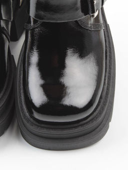 01-D1-8071 BLACK Ботинки демисезонные женские (натуральная кожа, байка)