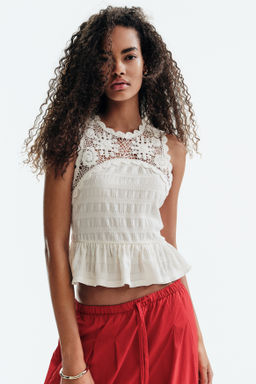 Top texturizado con detalles efecto crochet - H&m фото 7