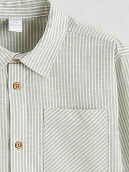 ?izgili Keten Kar???ml? Erkek ?ocuk G?mlek