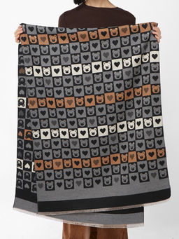 в составе ШЕРСТЬ и КАШЕМИР  Большой, мягкий, теплый двусторонний палантин с принтом. - Tantino фото 2