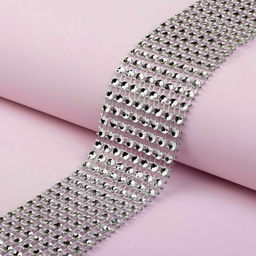 Лента с имитацией страз, 4 см, 9±1 м, цвет серебряный