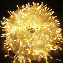 Гирлянда светодиодная Шнур 10 м, 100 LED 8 режимов теплый белый / GN33 /уп 100/коробка732396