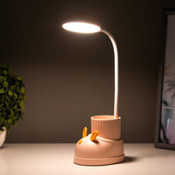 Лампа настольная «Ботинок заяц» LED 3 режима 3 Вт USB органайзер розовый 8×11×31 см RISALUX