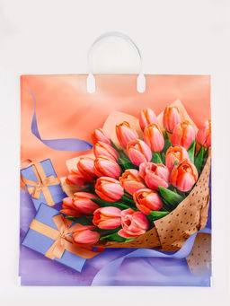 Цена за 10 шт. Пакет подарочный «Белиссимо», полиэтиленовый с пластиковой ручкой, 40×44, 100 мкм