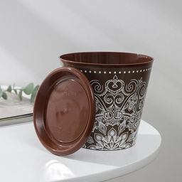 Цена за 2 шт. Горшок для цветов Доляна «Кракле», 800 мл, цвет коричневый