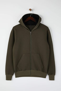 Siyah Regular/Normal Kesim Fermuarl? Kapusonlu Dokulu Sweatshirt TMNAW26SW00067 - Trendyolmilla фото 7