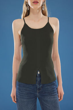 Koyu Haki Halter Yaka Ask?l? Ince Bluz TWOSS25BZ00320