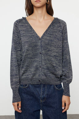 TRENDYOLMILLA Indigo Premium Kalite Genis Kal?p Simli Kapusonlu Triko H?rka TWOAW25HI00043 фото 3