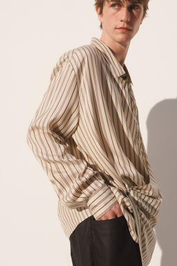 Рубашка Camisa Cruzada Rayas вискозная песочная