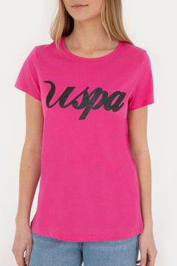 Женская футболка цвета фуксии с круглым вырезом - U.s. polo assn фото 13