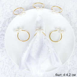 Кольца для салфеток 6 штук Бусины Золото / JG03 /уп 200/ - Галеонтрейд фото 6