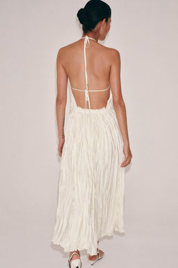 VESTIDO HALTER PLISADO ZW COLLECTION / Vainilla - Zara фото 3