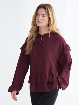 Ba?lamal? Yaka Oversize F?rf?rl? Bluz