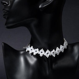 Чокер Жемчуг вышивка, цвет белый в серебре, 30 см