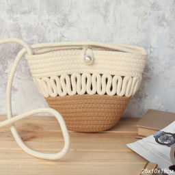 Сумка плетеная 21x15x9 / DW-11 /уп 100/коричнево-бежевая
