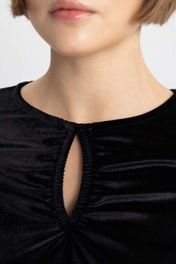 Облегающая футболка с круглым вырезом и длинными рукавами - Defacto фото 9