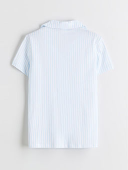 G?mlek Yaka ?izgili K?z ?ocuk Pijama Tak?m