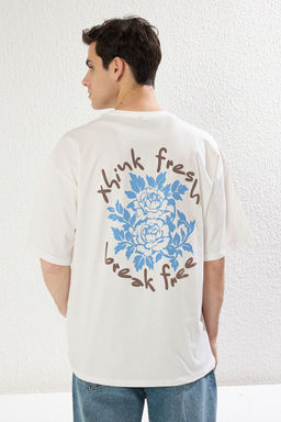 TRENDYOL MAN Ekru Oversize/Genis Kesim Cicek Bask?l? Kal?n %100 Pamuklu T-Shirt TMNSS25TS00028 - Trendyolmilla фото 15