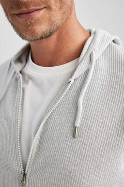 Толстовка обычного кроя на молнии с капюшоном - Defacto фото 7