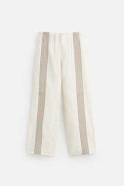100% LINEN EMBROIDERED TROUSERS - Zara фото 15