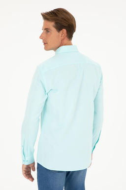 Мужская базовая рубашка зеленого цвета с длинным рукавом Неожиданная скидка в корзине - U.s. polo assn фото 5