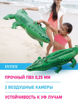 Плотик Крокодил 168х86 см, от 3-х лет Intex  фото 3