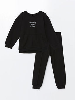 Kap??onlu Uzun Kollu Basic Erkek Bebek Sweatshirt ve E?ofman Alt 2li Tak?m