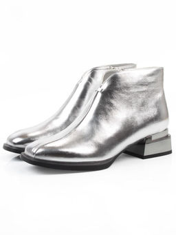 01-B50B-96C GREY/SILVER Ботинки демисезонные женские (натуральная кожа, байка)