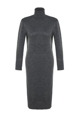 TRENDYOLMILLA Camel Midi Triko Genis Kal?p Yumusak Dokulu Elbise TWOAW24EL00034 фото 39