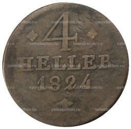 Монета 4 геллера 1824 года Германские государства Гессен-Кассель