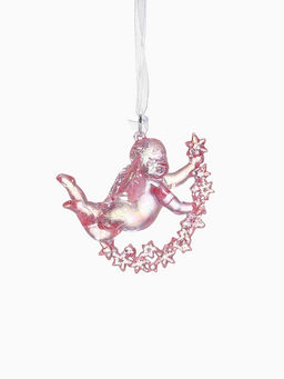 Цена за 2 шт. Ёлочная игрушка Зимнее волшебство. Ангел на звездах пластик, 78 см, сиреневый перелив фото 9