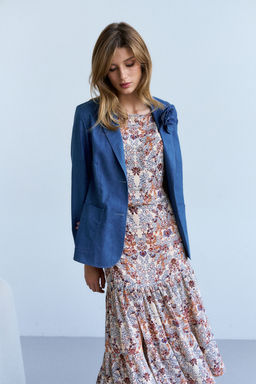 Платье Lenata 11354 рисунок на бежевом