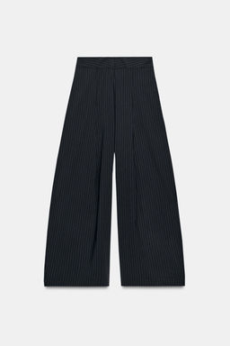 ZW COLLECTION WIDE-LEG PINSTRIPE TROUSERS - Zara фото 7