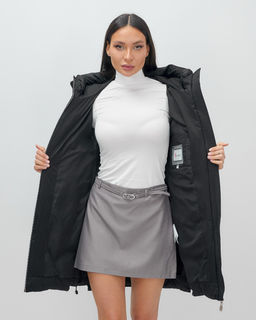 Куртка зимняя женская классическая с капюшоном черного цвета 7671Ch - Visdeer фото 10