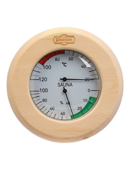 Термометр - гигрометр для бани и сауны «Круглый», деревянный, «Добропаровъ»