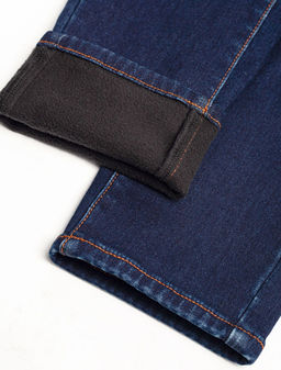 Джинсы mom-fit из эластичного денима на флисе