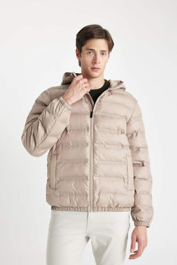 Облегающее водоотталкивающее пальто с капюшоном - Defacto фото 4