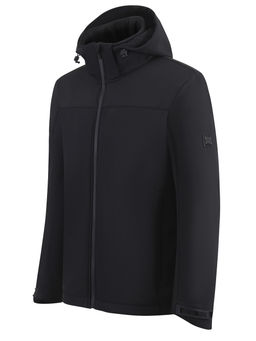 Ветровка мужская софтшелл виндстоппер с капюшоном спортивная черного цвета 9615_1Ch