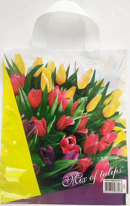 Е3129 Пакет ПЭ 25*30 петлевая ручка 60мкр ламинация (Микс тюльпан).25