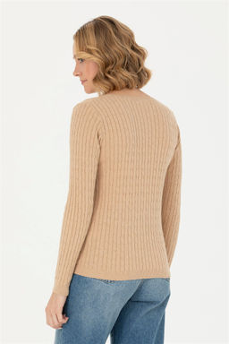 Женский базовый свитер песочного цвета с v-образным вырезом Неожиданная скидка в корзине - U.s. polo assn фото 5